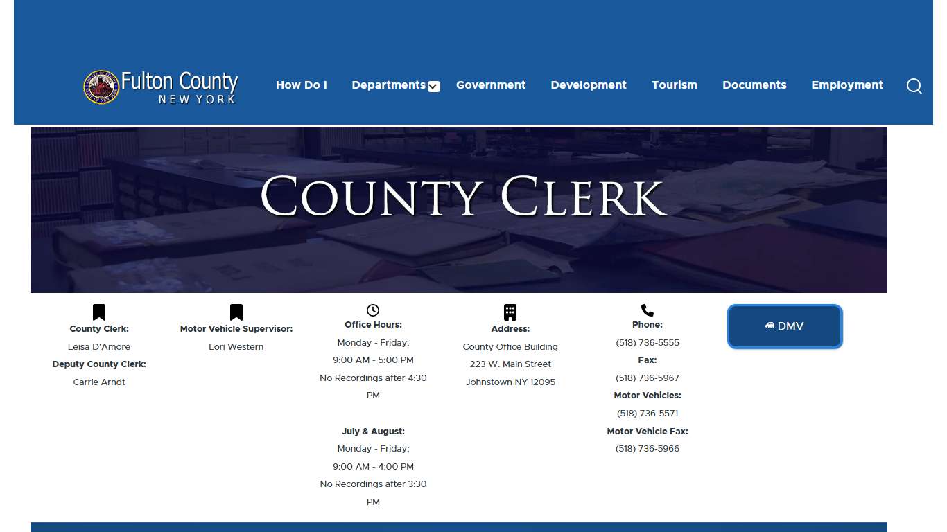 County Clerk's Office | FULTON COUNTY